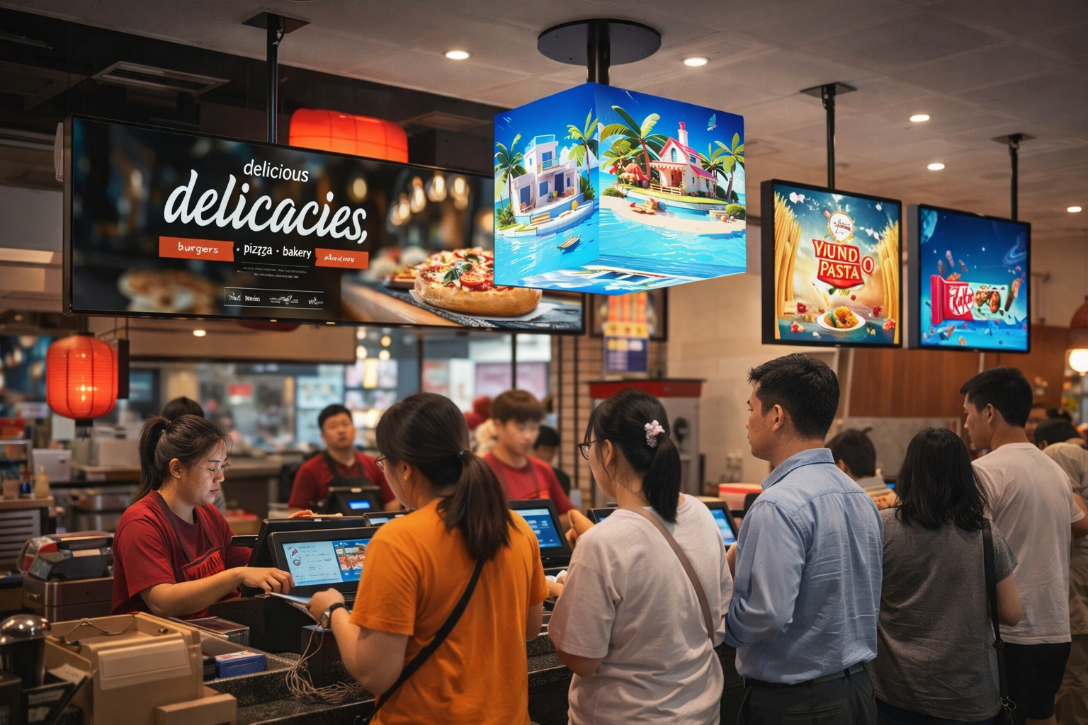 Digital menu board display screen in 